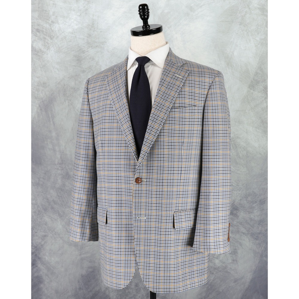 Brooks Brothers SaxXon Wool Sport Coat 42R 1818 Madison Blue Orange Glen Plaid - Picture 5 of 15